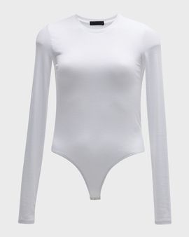ATM Anthony Thomas Melillo Micro-Modal Long-Sleeve Crewneck Bodysuit