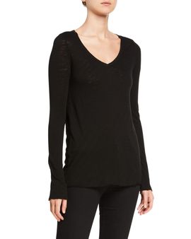 ATM Anthony Thomas Melillo V-Neck Long-Sleeve Slub T-Shirt