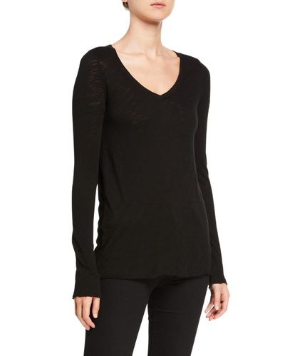 ATM Anthony Thomas Melillo V-Neck Long-Sleeve Slub T-Shirt