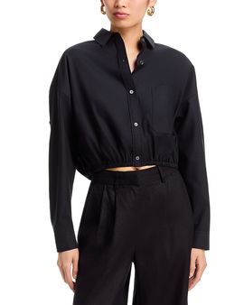 Atm Atm Cinched Hem Cropped Shirt