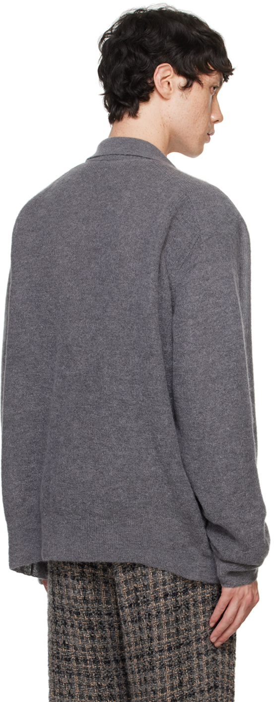 ATON - Gray Super Kid Mohair Cardigan