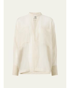 Attersee Sheer Cotton Voile Oversized Utility Shirt