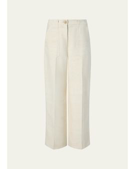 Attersee Silk-Linen Wide-Leg Utility Trousers