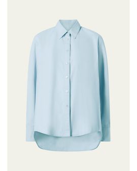 Attersee Slub Cotton Poplin Button-Down Cocoon Shirt