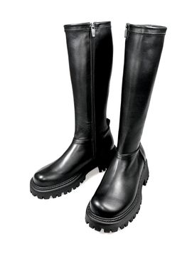 ATTITUDE;L 24mid winter platform slimfit long boots [black]