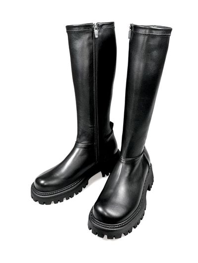 ATTITUDE;L 24mid winter platform slimfit long boots [black]