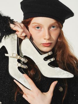 ATTITUDE;L Klimt Velvet Mary Jane Jewelry High Heels