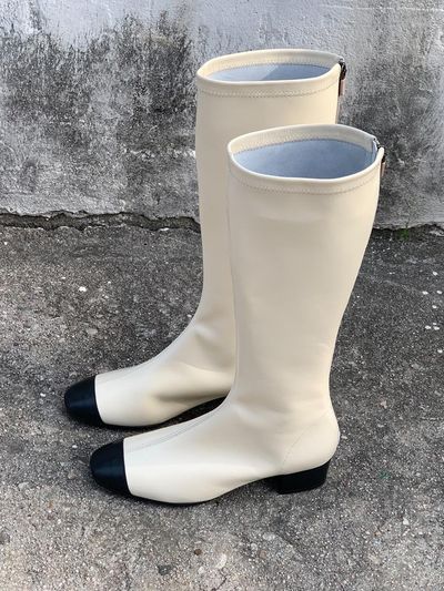 ATTITUDE;L OPTIMIST_black & vanilla Long Socks Boots