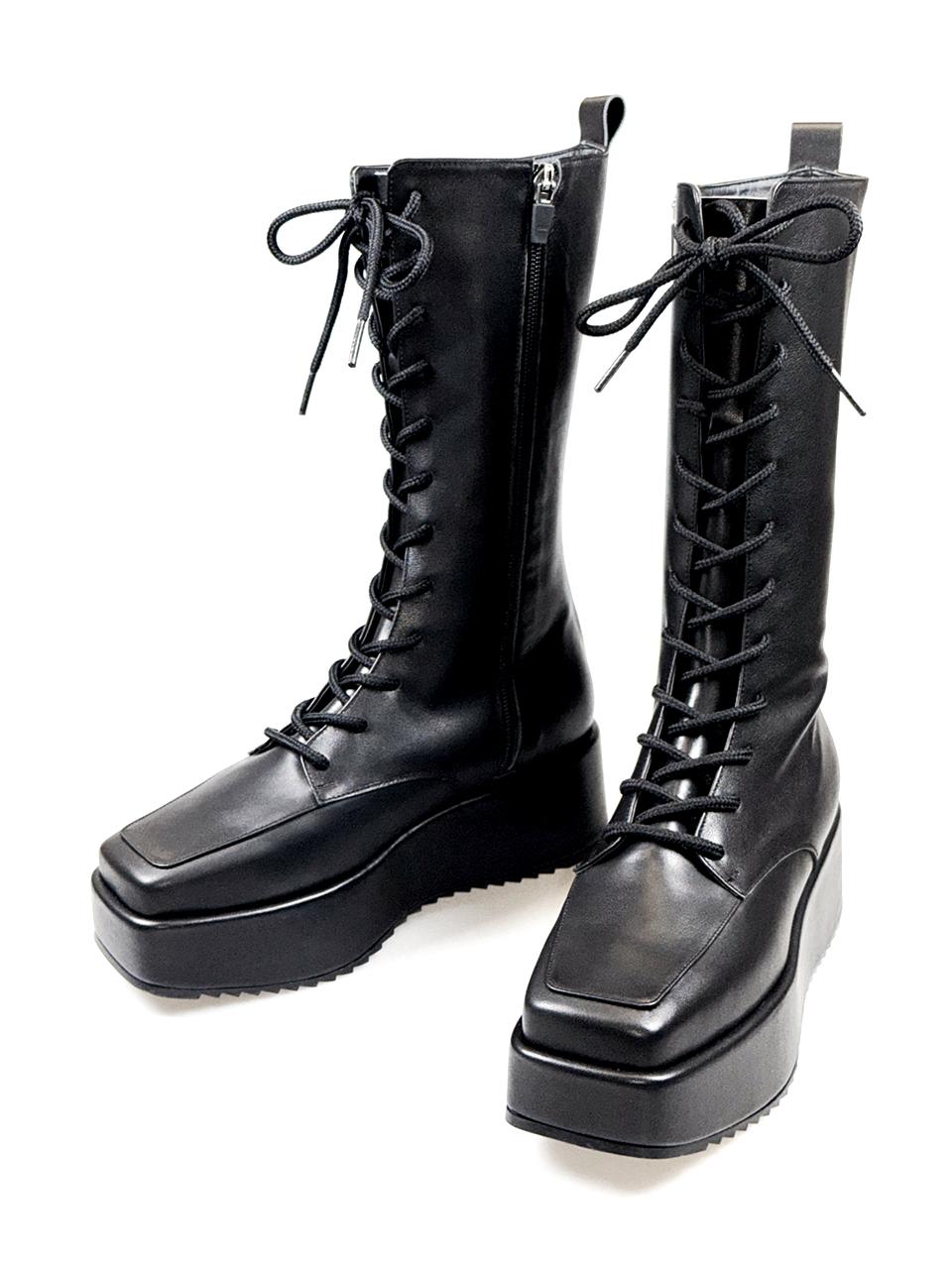 ATTITUDE;L TRUFFLE 24mid winter platform laceup walker boots [black]