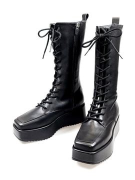 ATTITUDE;L TRUFFLE 24mid winter platform laceup walker boots [black]