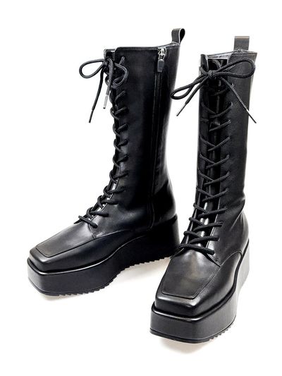 ATTITUDE;L TRUFFLE 24mid winter platform laceup walker boots [black]
