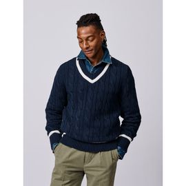 Aubin Aubin Denton Cotton V-Neck Knit Cricket Jumper