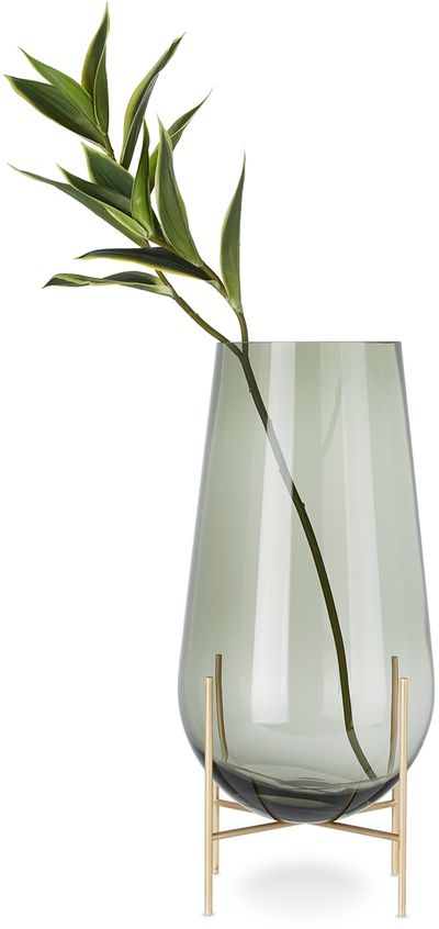 Audo Copenhagen Audo Copenhagen Smoke Glass & Brass Medium Échasse Vase