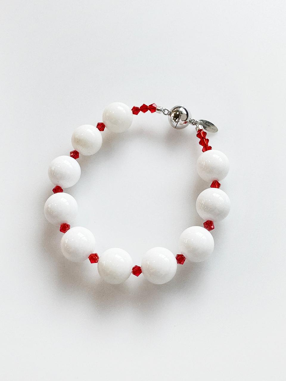 August Harmony 925silver Bracelet [WHITE RED]