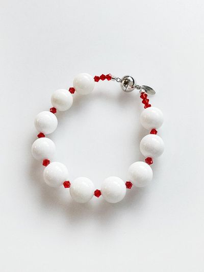 August Harmony 925silver Bracelet [WHITE RED]