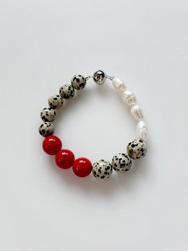 August Harmony 925silver Dalmatian Mixed Pearl Bracelet