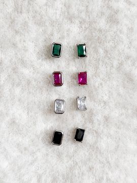 August Harmony Color Square Crystal Earrings [4 Colors]