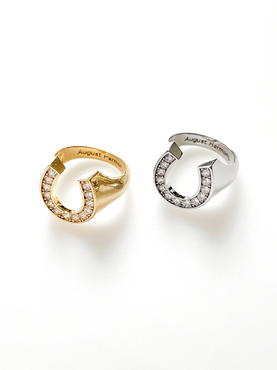 August Harmony Crystal Horseshoe Ring_2color