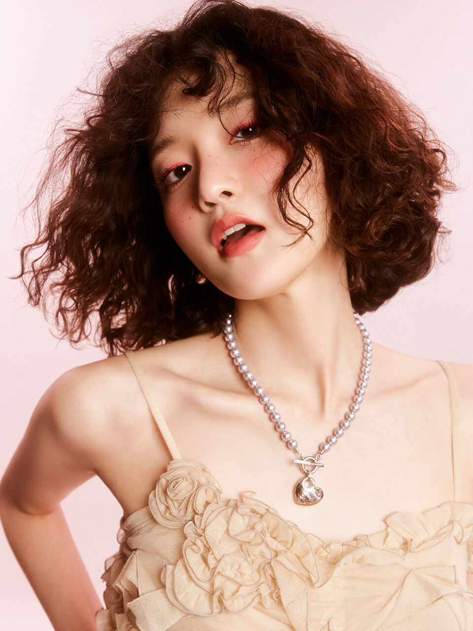 August Harmony Good Vibe Heart Pearl Necklace_Lavendar