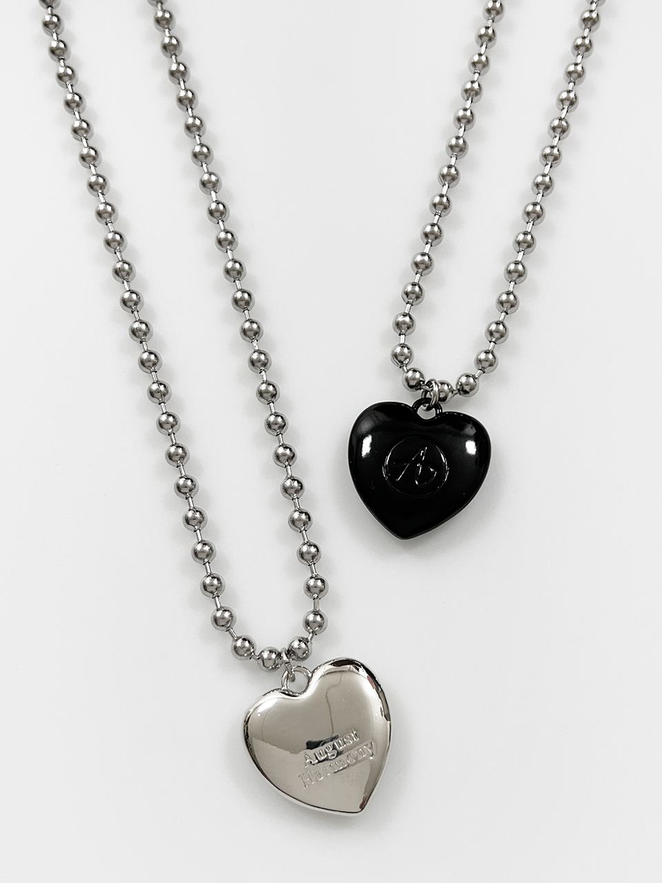 August Harmony Large Heart Bold Ball Chain Necklace (2 Colors)