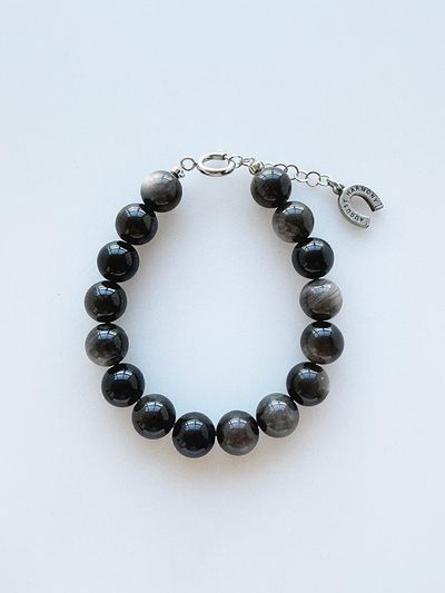 August Harmony Silver Obsidian Gem Bracelet