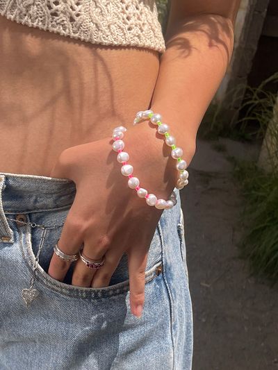 August Harmony Summer Pebble Pearl Bracelet_2color