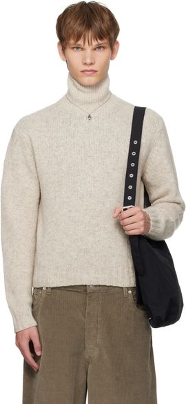 AURALEE AURALEE Beige Cashmere Melange Knit Turtleneck