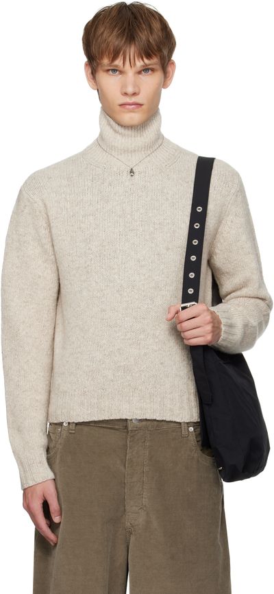 AURALEE AURALEE Beige Cashmere Melange Knit Turtleneck