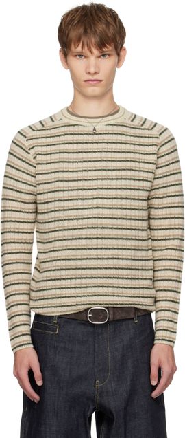 AURALEE AURALEE Beige Shetland Wool Cashmere Rib Knit Sweater