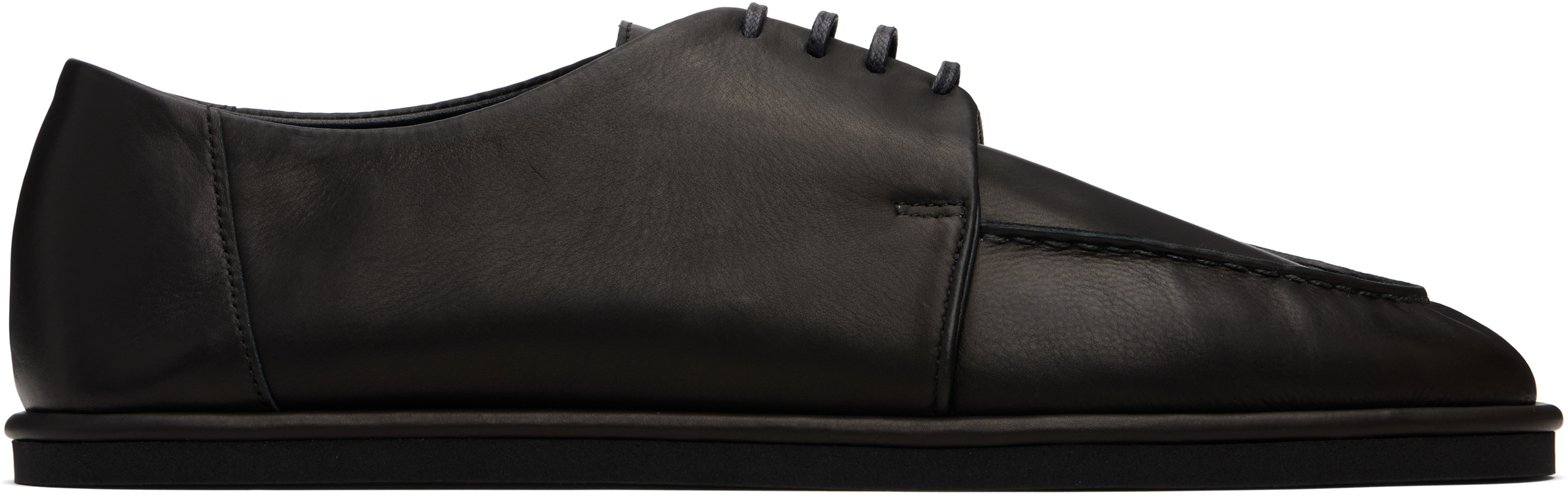 AURALEE - Black Leather Lace-Up Oxfords