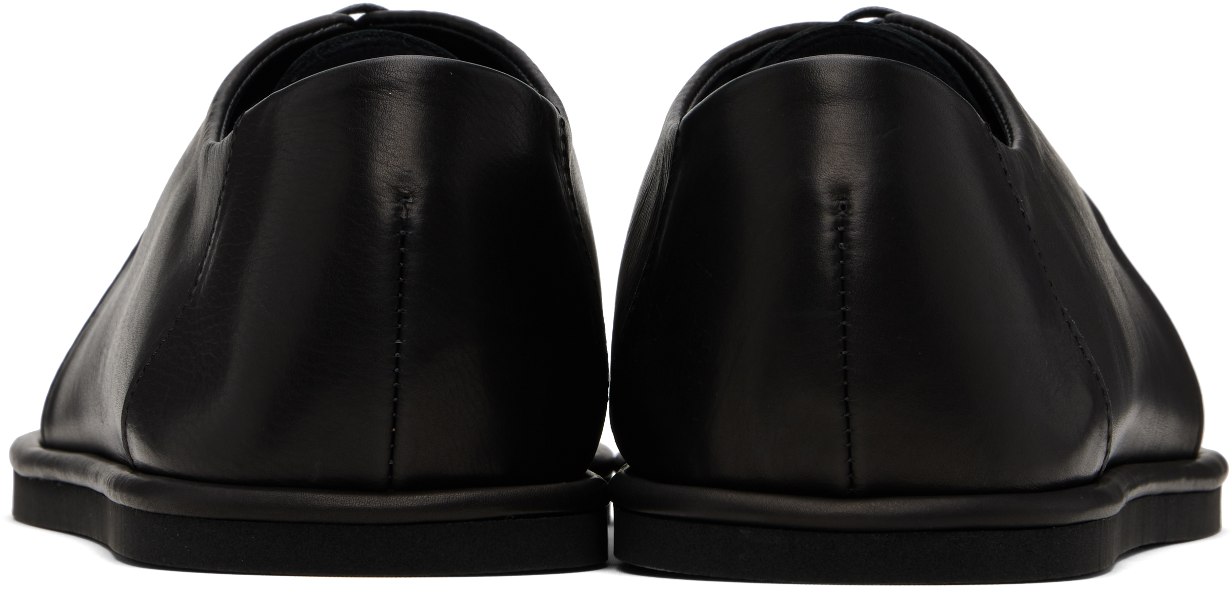 AURALEE - Black Leather Lace-Up Oxfords