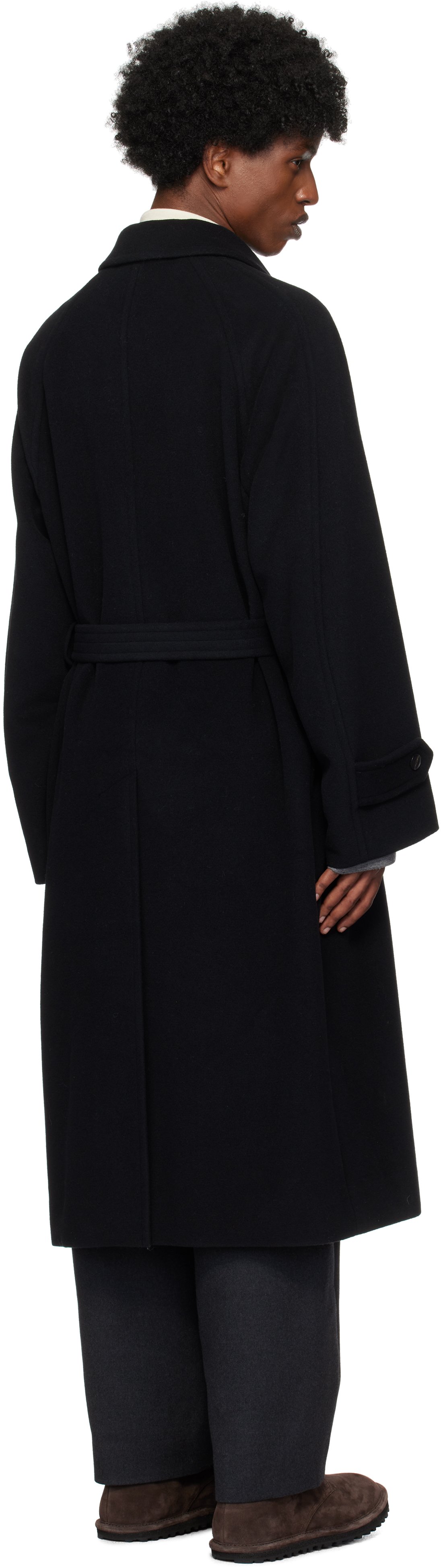 AURALEE - Black Mosser Soutien Collar Coat