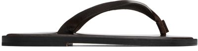 AURALEE AURALEE Brown Leather Tong Flip-Flops