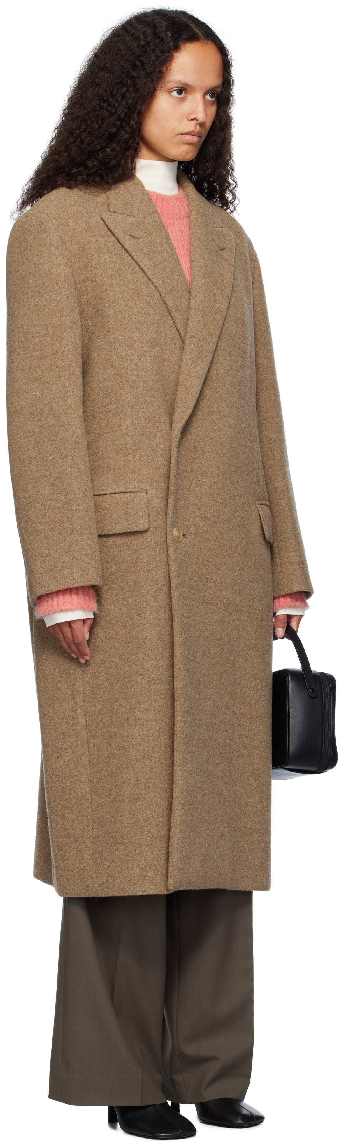 AURALEE - Brown Sponge Wool Melton Chesterfield Coat