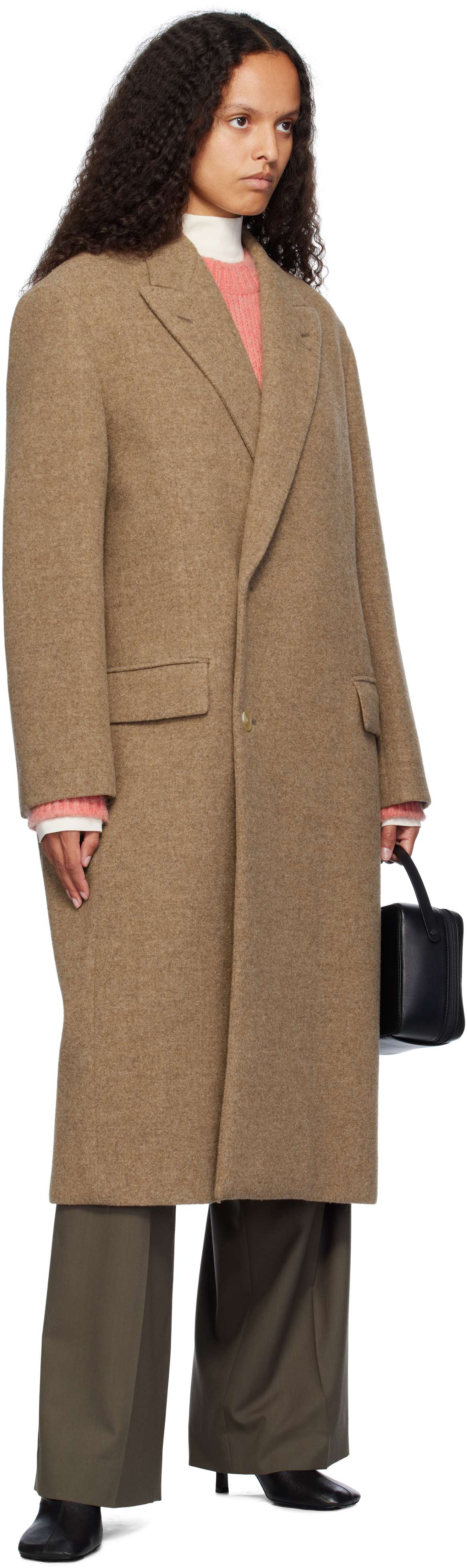 AURALEE - Brown Sponge Wool Melton Chesterfield Coat