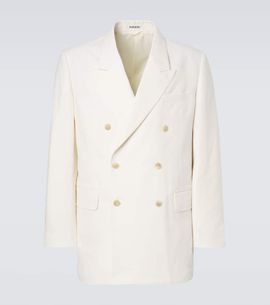 Auralee Auralee Double-breasted wool, cotton, and linen blazer