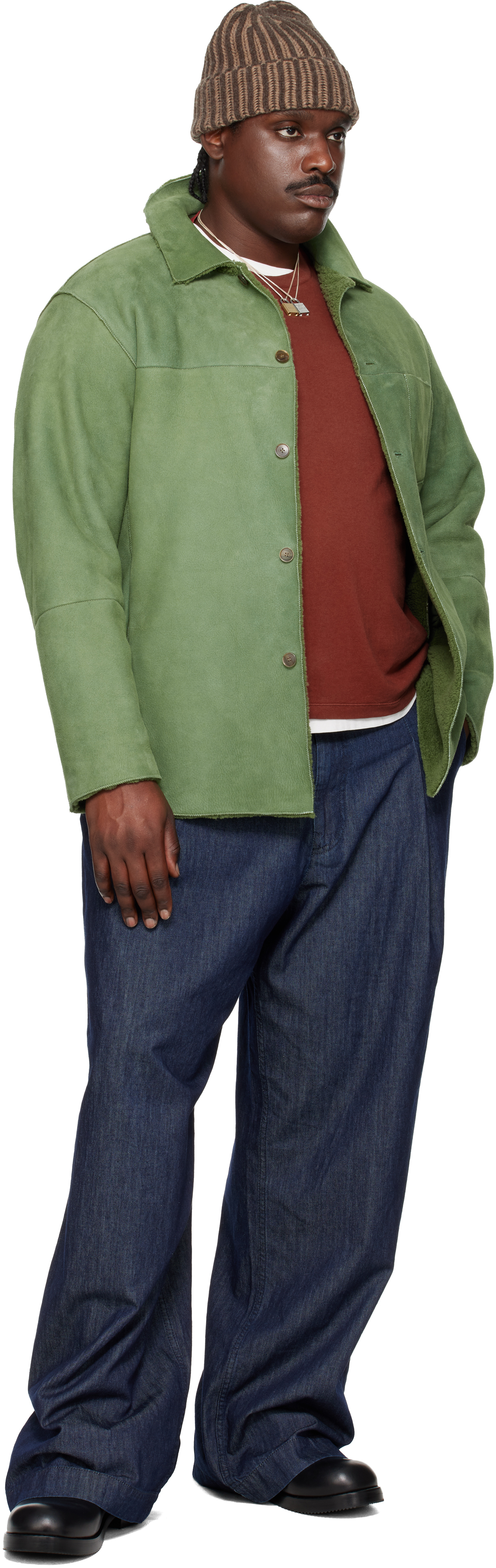 新品未使用　AURALEE MERINO MOUTON STOLE GREEN AURALEE Jackets & Coats