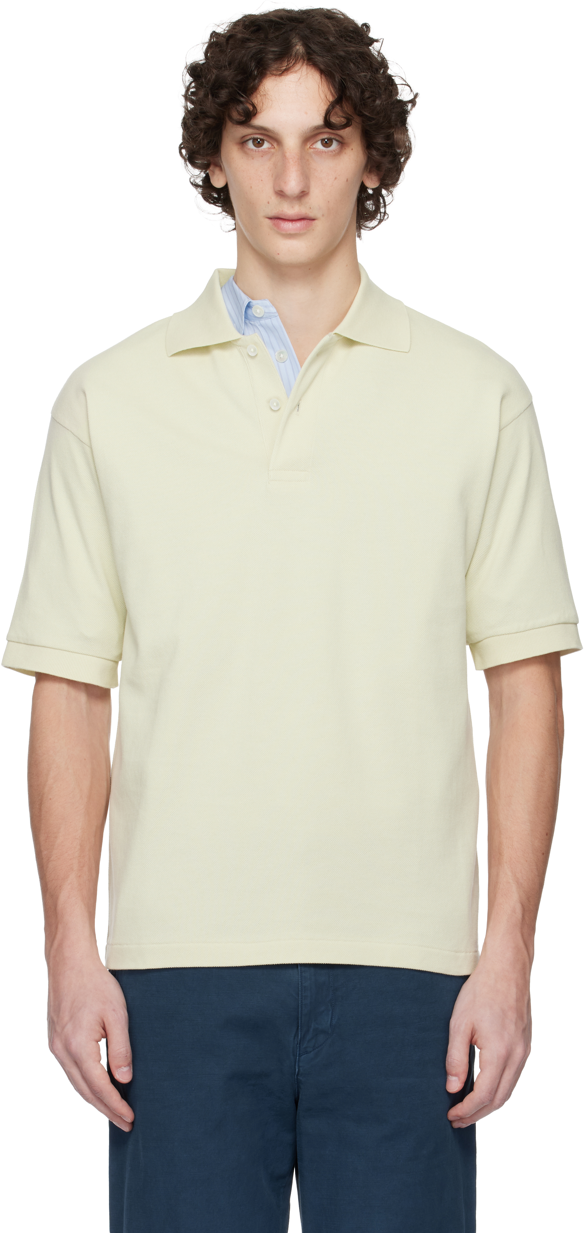 AURALEE - Green Pima Cotton Heavy Pique Polo