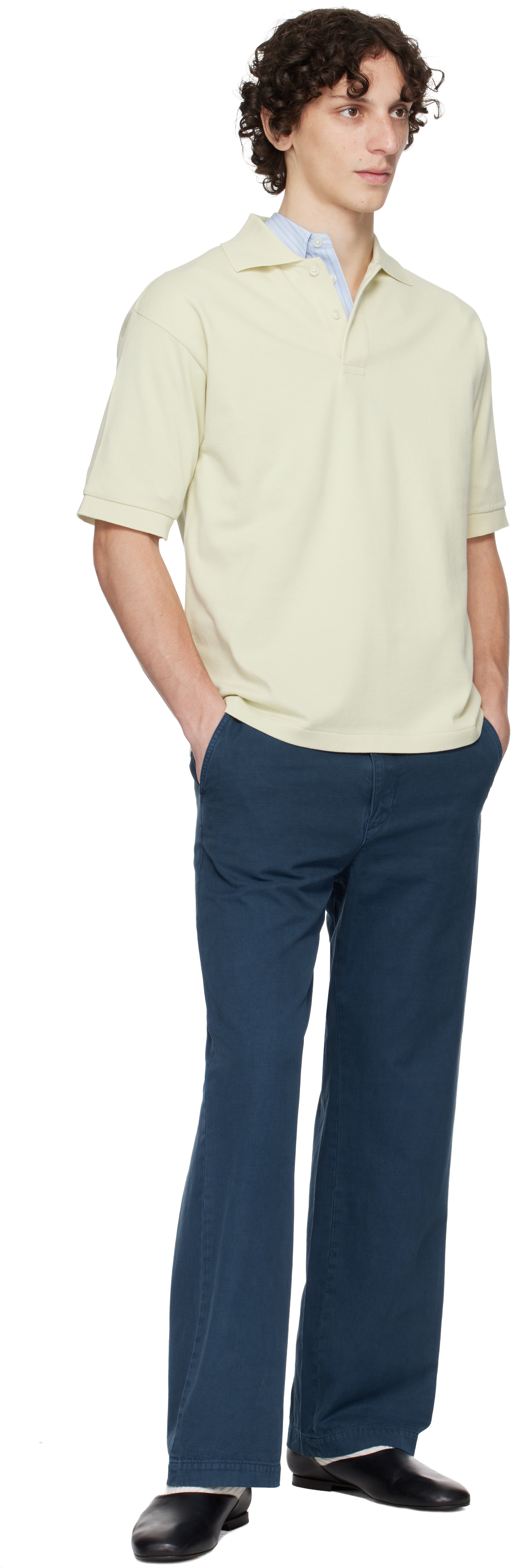 AURALEE - Green Pima Cotton Heavy Pique Polo