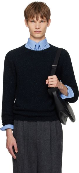 AURALEE AURALEE Navy Cashmere Melange Knit Sweater
