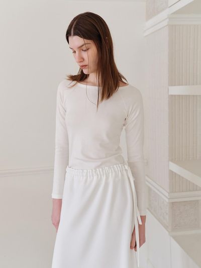 autrement Boat-neck Raglan Sleeve T-shirt [WHITE]