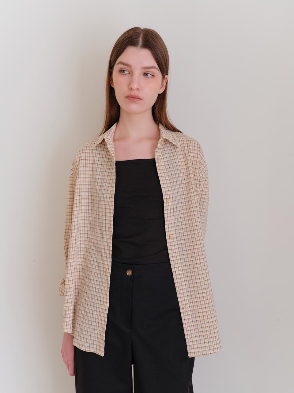 autrement Classic Collar Button-Down Check Shirt [Brown]