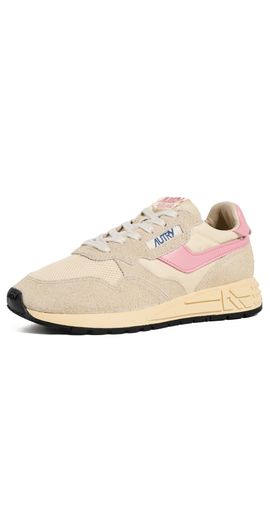 Autry Autry Reelwind Low Suede Sneakers Ecru/Geranium Pink