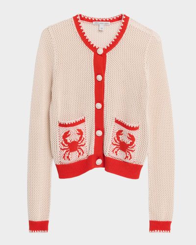 Autumn Cashmere Crab Intarsia Mesh-Knit Cardigan