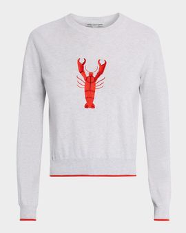 Autumn Cashmere Crewneck Lobster Cotton Knit Sweater