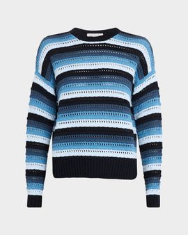 Autumn Cashmere Gradient Striped Pointelle Cotton Sweater