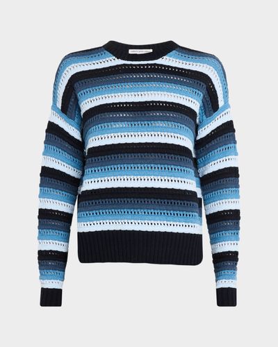 Autumn Cashmere Gradient Striped Pointelle Cotton Sweater