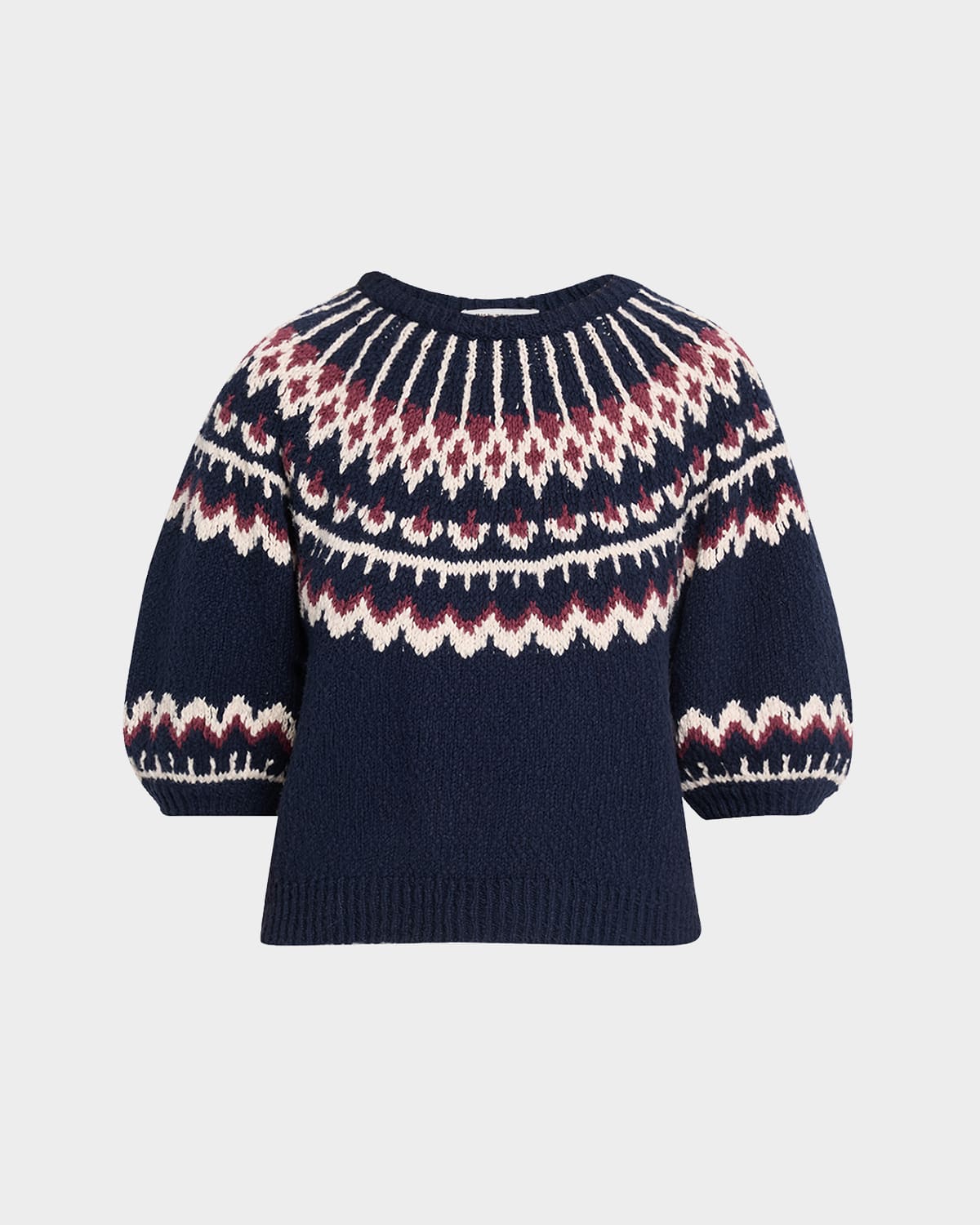 Autumn Cashmere Puff-Sleeve Fair Isle Sweater