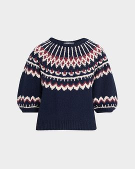Autumn Cashmere Puff-Sleeve Fair Isle Sweater