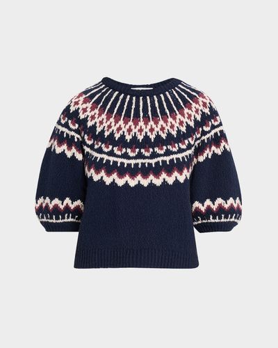 Autumn Cashmere Puff-Sleeve Fair Isle Sweater